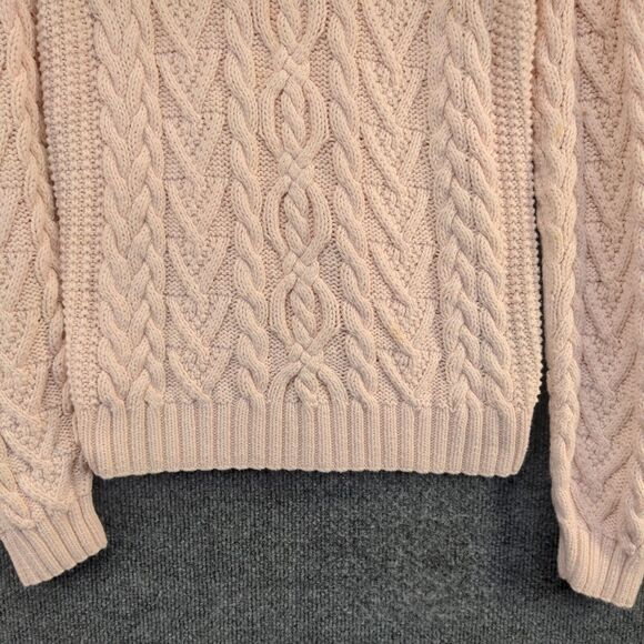 Lauren Ralph Lauren Women's Hand Knit Fisherman Cable Knit Sweater Pink Size L - Picture 7 of 13